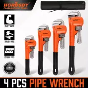4Pc Heavy Duty Pipe Wrench Set Plumbing Monkey Adjustable Spanner 8/10/12/14inch