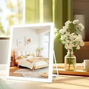 Hollywood Mirror, Hollywood Make-Up Mirror with Lighting, Cosmetic Mirror with Touch Control, 3 Colour Temperature Light, for Bedroom Dressing Table, 30 x 25 cm, White