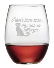 Susquehanna Glass Set of Four Cat is Allergic Stemless Glasses