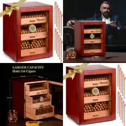 ELEGANTE Humidor Cigarros Gabinete Humidificador Higrometro Digital MADERA CEDRO