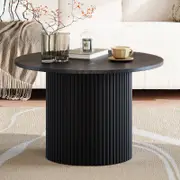 Wooden Ribbed Coffee Table Black