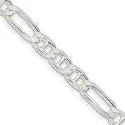 [JewelryWeb] 925 Sterling Silver Solid Polished 6.5mm Figaro Nautical Ship Mariner Anchor Chain Necklace Lobster Claw Jewelry Gifts for Women - Length Options: 46 51 56 61 66 76