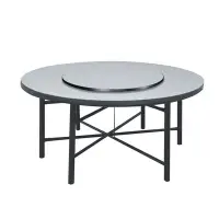 在飛比找Yahoo!奇摩拍賣優惠-【KA318-5】碎石白十字鐵腳桌4尺圓桌(2.5尺轉盤鋁圈