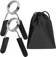Euway Weight Bar Clips 2 Inch Olympic Barbell Clamps - Spring Lock Collars for Weightlifting, Strength Training, Working Out (Not for Hollow Threaded Bars) - 1 Pair With Carrying Bag