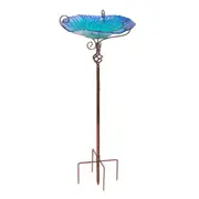 Glass Bird Bath Feeder Feeding Food Station Outdoor Garden Birdbath Summer Yard