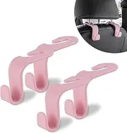 alpmosn Car Hook for Purses and Bags, Car Seat Headrest Hook 4 Pack Hanger Storage Organizer Interior Accessories for Purse Coats Umbrellas Grocery Bags Handbag(Light Pink)