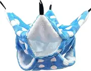 WOWOWMEOW Small Animal Cage Hanging Bunkbed Hammock Warm Fleece Bed for Sugar Glider Ferret Squirrel (Blue-Dots)
