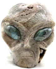EXTRA LARGE Geode FLUORITE Crystal ALIEN Head with LABRADORITE Gemstone Eyes