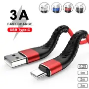 2m 3m USB C Type C Fast Charge Charger Cable Cord For Samsung S21 S20 S10 S9 S8