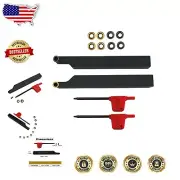 Complete Lathe Turning Tool Set: 3/8" & 1/2" Holders + Carbide Inserts Included