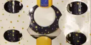 NEW Target Galaxy _ Holiday Cup and Saucer Set _14K Gold Accent Blue_White_ NIB