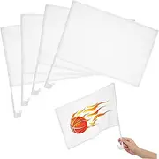 Totority 4Pcs DIY Blank Handheld Flags with Flag Poles Lightweight Signal Flags for Competitions Racing Events Custom Designs Sturdy Grip for Easy Carrying