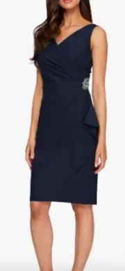 Alex Evening Navy Mini Dress Size 6 Retail $229