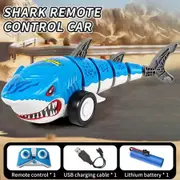 RC Car Shark Toy with 360 Degree Spin Swing Shakable LED Stunt Remote Control Toys For Kids Outdoor Party Birthday Gift Color Blue
