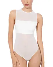Alice and Olivia Bandeau Trim Mesh Bodysuit