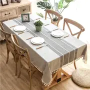 Washable Dust-Proof Square Rectangle Table Cloth Cotton Linen Wrinkle Free Anti-Fading Embroidery Tablecloths