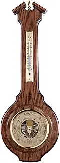 Traditional Wall Barometer Thermometer- Solid Oak & Brass - Made by Woodford Est 1860 Banjo shape with gift booklet