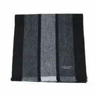 在飛比找momo購物網優惠-【COACH】新款直條紋羊毛圍巾(黑灰)