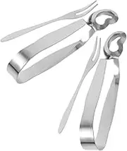 KICHOUSE Escargot Snail Tongs Fork Set 4pcs Snail Serving Tongs French Baked Fork Small for Serving Food Kitchen Tool