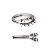 2 Antiqued Silver Brass with 10 Loops Adjustable 6-7 Size Ring Beading Base