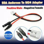 MC-4 CONNECTOR TO 50AMP ANDERSON PLUG SOLAR 6MM² CABLE ADAPTOR WIRING LEAD 60CM