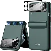 [Miimall] Compatible Samsung Z Flip 4 Case with Hinge Protection, Ultra-Thin Hard PC Magnetic Hinge All-Inclusive Anti-Drop Camera Lens Protector Case for Samsung Galaxy Z Flip 4 5G 2022 (Green)