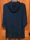 NWT Women’s Terre Bleue Teal Cowl Neck Fringe Top Size Small 3/4 Sleeve