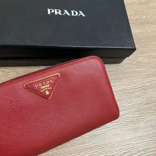 瑞奇二手精品 Prada 桃紅色 粉 拉鍊長夾 美品