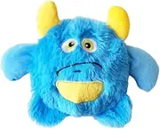 Dog Chew Toy with Built-in Bouncy TPR Ball, Plush Monster Design, Indoor Outdoor Interactive Throwing Toy for Teeth Cleaning and Sniffing Games, 20x8x14cm (blue)