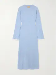 [Guest In Residence] Guest In Residence - Striped Silk And Linen-blend Maxi Dress - Blue - small small Blue