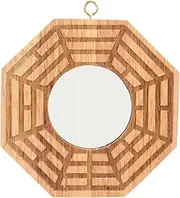 TEUOPIOE Feng Shui Bagua Mirror Wooden Concave Mirror Outdoor Door Pendant Bring Wealth Good Luck Decoration