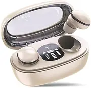 Wireless Earbuds Smart Headphones, Bluetooth 5.3 Wireless Mini Earbuds for Sleeping, Invisible Sport Earbuds, Noise Cancellation Side Sleeper Earbuds with Fast Charging Case (Beige)