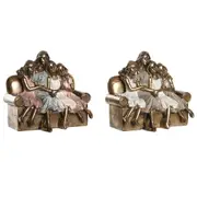 Decorative Figure Dkd Home Decor 17 x 10.5 x 15.5 Cm Pink Golden White 2 Units