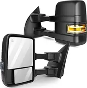 GDSMOTU Towing Mirrors Fit 2004-2014 for ford F-150 Pickup Truck, Pair Power Adjusted Tow Mirrors with Heated Turn Signal Puddle Light Manual Folding