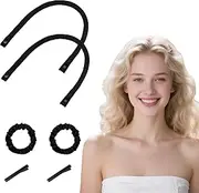 Flomiara Heatless Curlers Headband, Heatless Curls Set No Heat Overnight for Women Girls DIY Hair Styling, Effortless Heatless Curls Rod, Comfortable for Long Short Wavy All Hair Types, Black