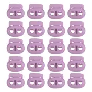 0.8x0.8" Cord Locks, 100 Pack Double Hole Spring Toggle Stopper, Light Purple