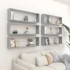NNEVL Wall Cube Shelves 6 pcs Concrete Grey 100x15x30 cm Chipboard