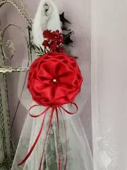 SET OF 6 Red Pew Bows, Chair Bows, Arch, Aisle, Table Wedding decor White