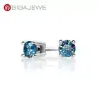 Blue Pink Moissanite Earrings-EF Round Cut 925Silver Earring Diamond Test Passed