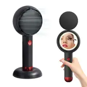 Mini Handheld Fan with LED Light Makeup Mirror Rechargeable Portable Fan LED Cosmetic Mirror Desktop Makeup Mirror