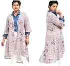 1X 14/16 New Torrid Mauve Pink Floral 3/4 Sleeve Hi lo Open Front Kimono Top
