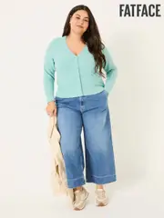 FatFace Lucia Light Teal V-Neck Knitted Cardigan (E85952) | $104