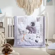 Crib Bedding Set 4 Pieces – Includes Comforter, 2 Fitted Sheets for Easy Changing, Crib Skirt – Soft, Breathable, Machine Washable – Fits Standard Crib Mattress – Baby Nursery Set for Boys & Girls