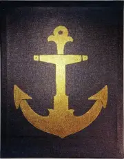 Wall Art Unframed CANVAS, ANCHOR, 'GOLD' in dark NAVY BLUE background
