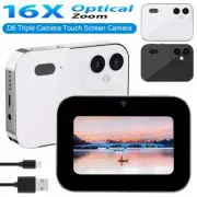 64MP 4K Digital Camera Night Triple Lens 3 Inch HD Touch Screen Music Player