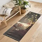 XYMZR Washable Runner Rug Santa Christmas Tree Book 2’ x 6’ Non-Slip Runner Rug for Hallways Entryway Bedroom Living Room Floor Carpet - Soft Thin Mat for Family Pet