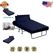 Navy Blue Egyptian Cotton Sheets Set for Cot Bunk Beds - 400 Thread Count
