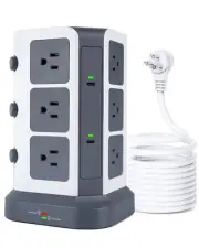 Power Strip Tower with 2 USB C, 1500J Surge Protector with 12 Outlets& 5 USB(...
