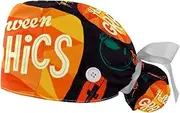 [FVQL] Pack of 2 Surgical Cap Scrub Cap with Buttons, Halloween Funny Cartoon Pattern