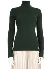 Green Wool Logo Turtleneck